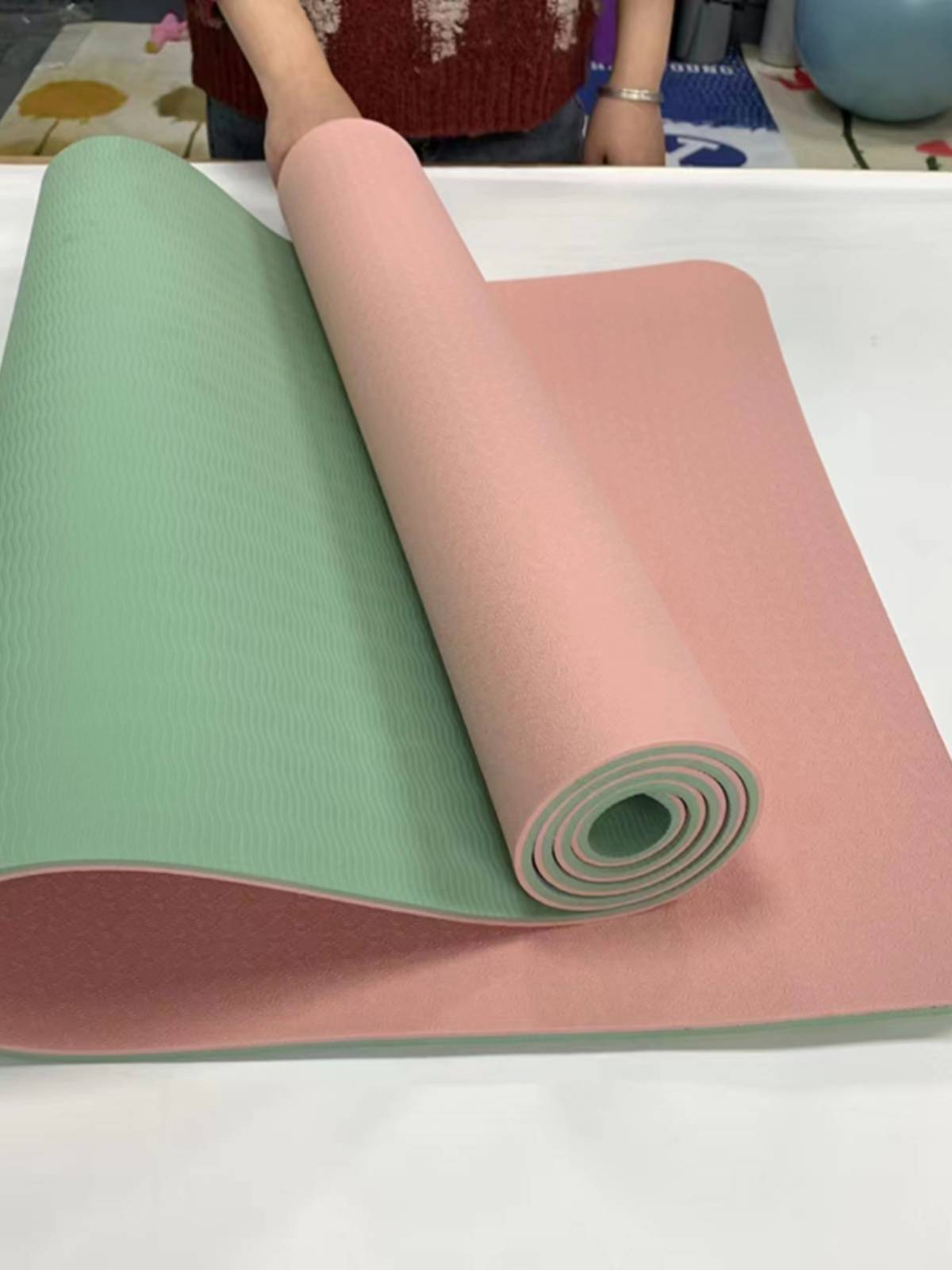 Micro -defect tpe widening thickened 90cm yoga pad body line Furnishing ground dance ground -cushion anti -slip can customize logo