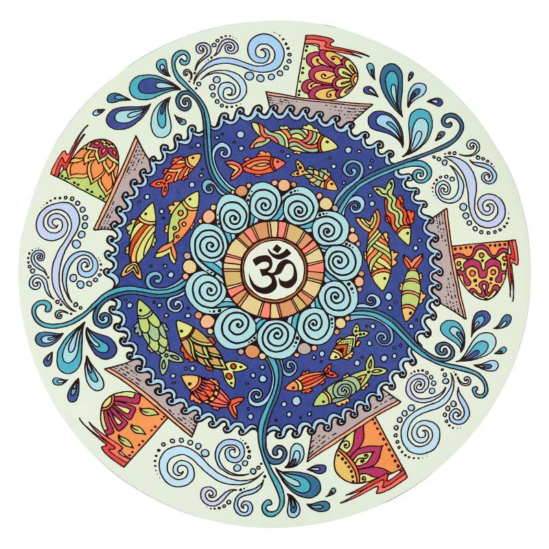 Round yoga pad anti -slip natural rubber hitting floor mat, carpet, meditation suede Pu cork meditation