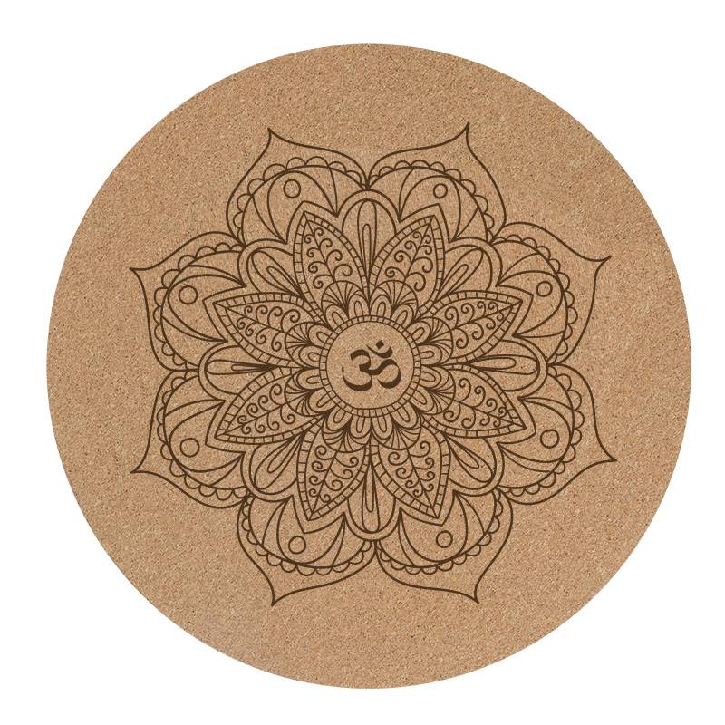 Round yoga pad anti -slip natural rubber hitting floor mat, carpet, meditation suede Pu cork meditation