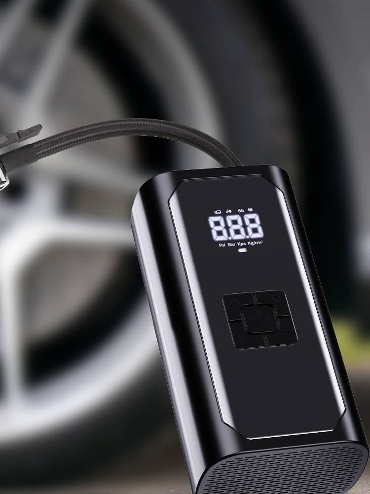 Air pumps for small high-pressure tyres in vehicle-borne pump portable vehicles with a wireless hand-held electric pump