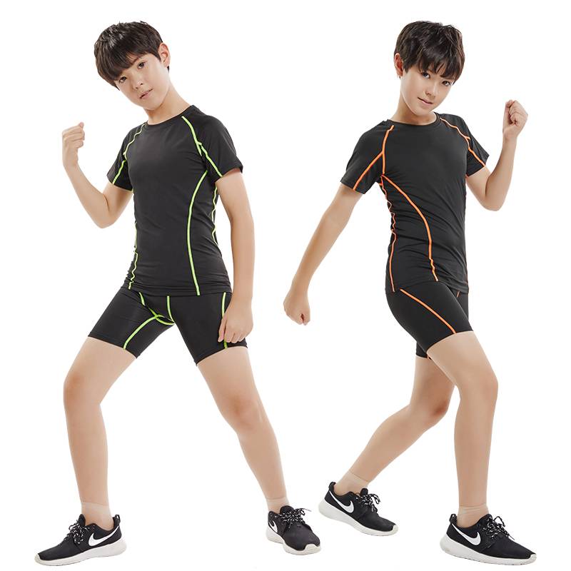 Children ' s sports tights training suit for boys with short-sleeve gymnasium basketball and dry clothes