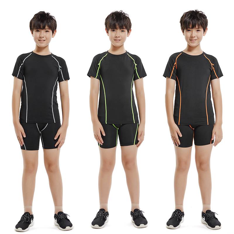 Children ' s sports tights training suit for boys with short-sleeve gymnasium basketball and dry clothes