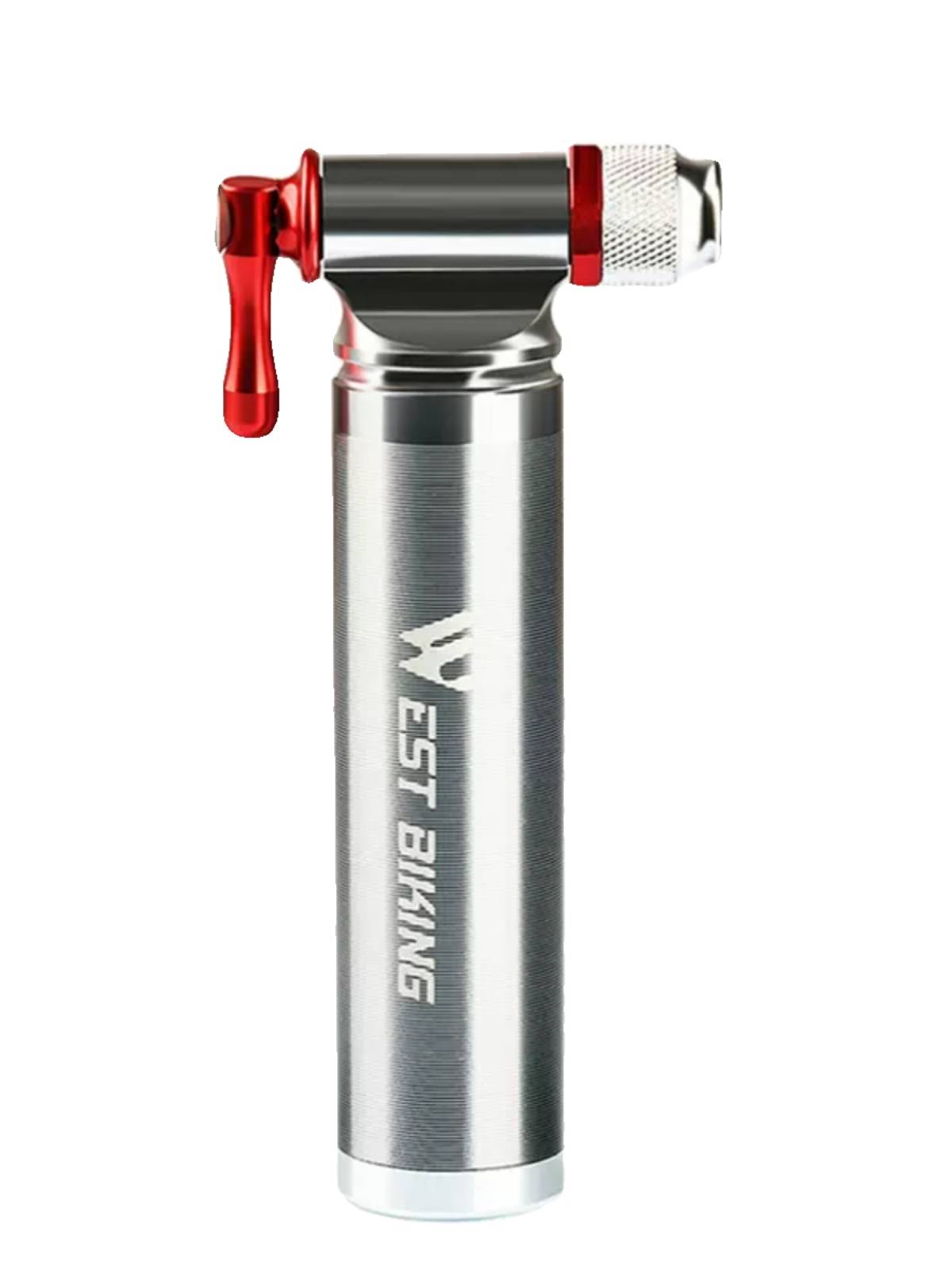 ROAD-MOUNTAIN BICYCLES ARE FAST INFLATING MOUTHS, PORTABLE CARBON DIOXIDE (CO2) CYLINDERS ARE PUMPED TO FILL THE TIRES