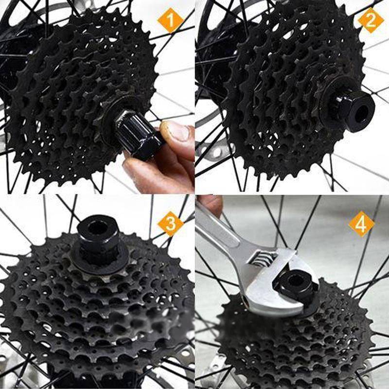 A mountain bike maintenance kit, a mountain car repairer, a chain-trafficker, repair of axle removal parts in a wheel