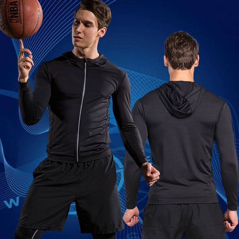 Gymnasium high-bullet sports, with a zipper zipper and a long-sleeved long-sleeved jersey