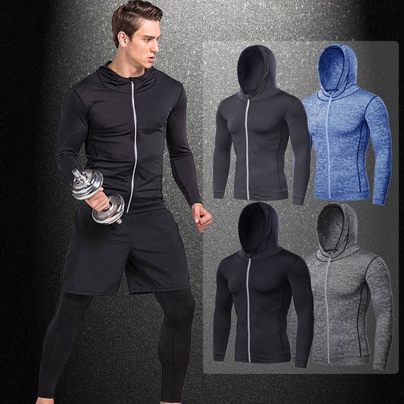 Gymnasium high-bullet sports, with a zipper zipper and a long-sleeved long-sleeved jersey
