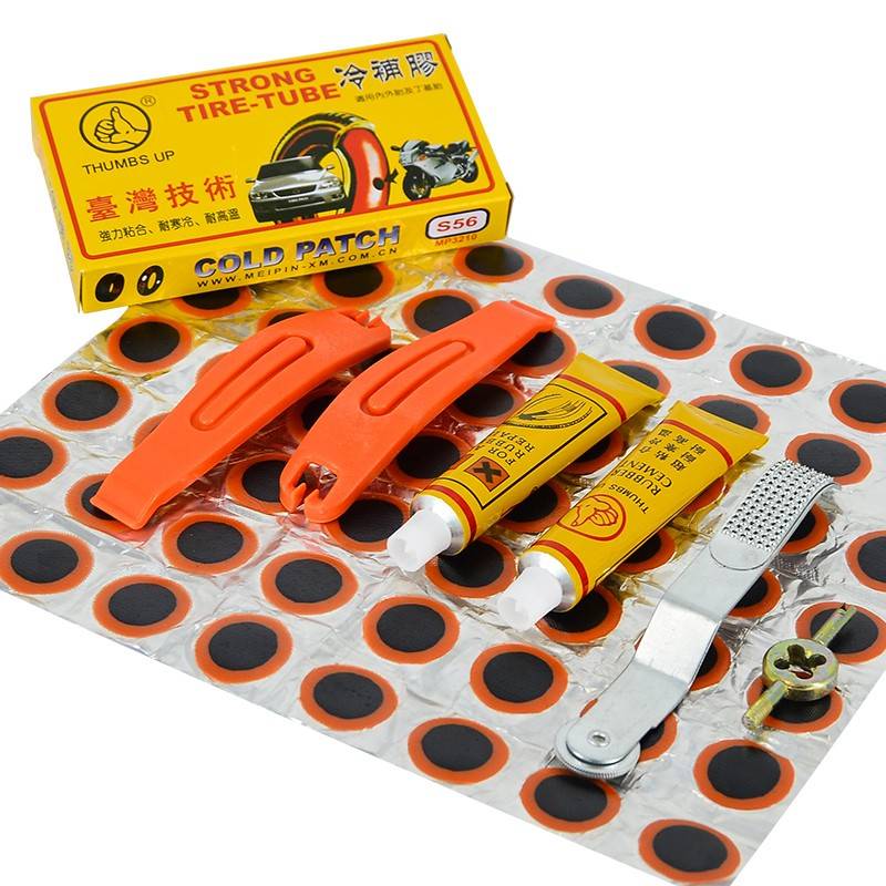 56 dots + orange tire rods + two glues + machete + silk