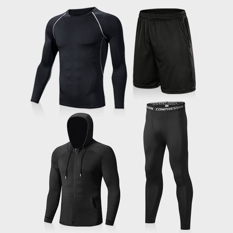 Four sets of 1001 grey-line black coats