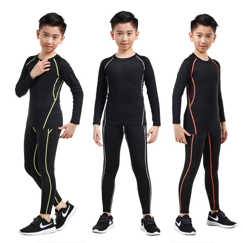 Children ' s tights, long-sleeved boys ' gymnasium basketball sports set, bottom-run drying