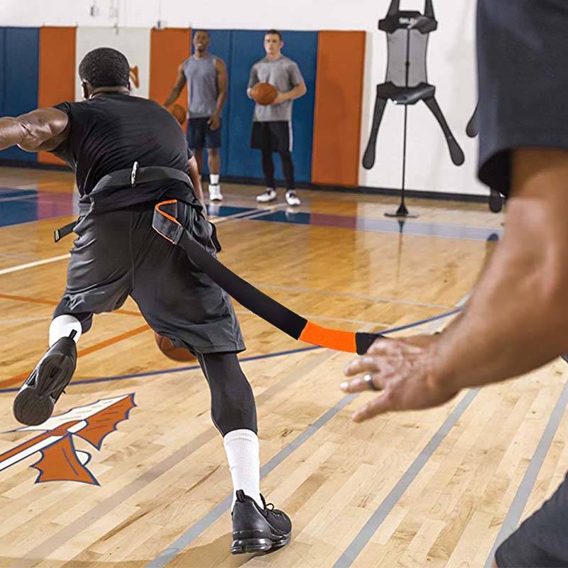 A field football kick-off release zone with an instant towed-band acceleration power training kit