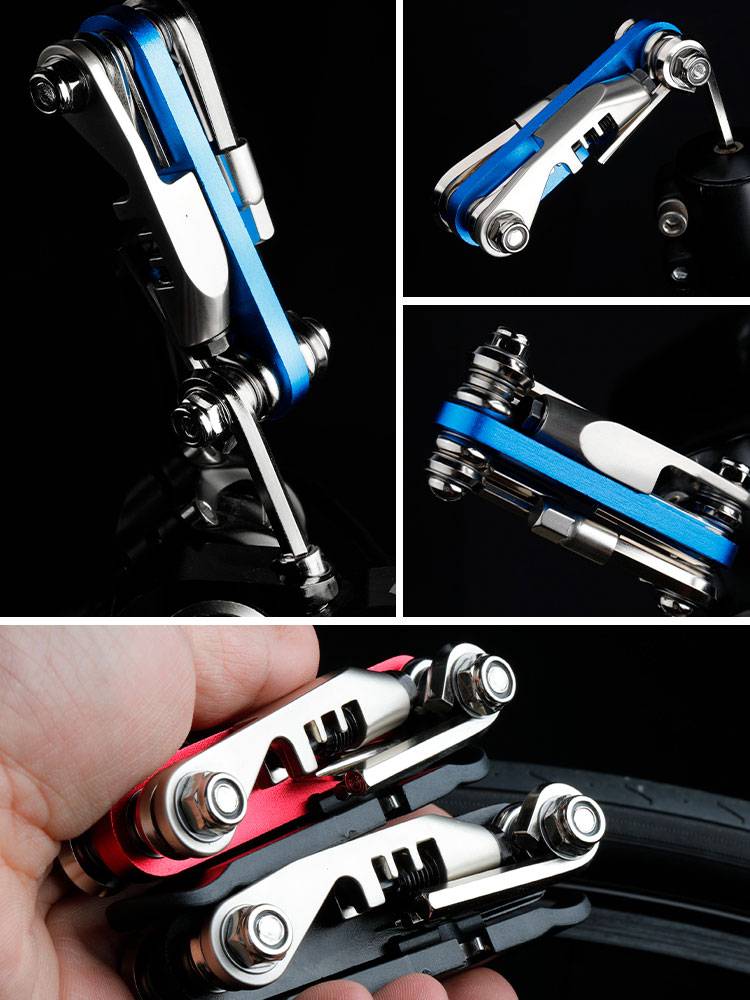 A bicycle multifunctional combination carries a chain-tracker for a tire rod and a bike repair wrench