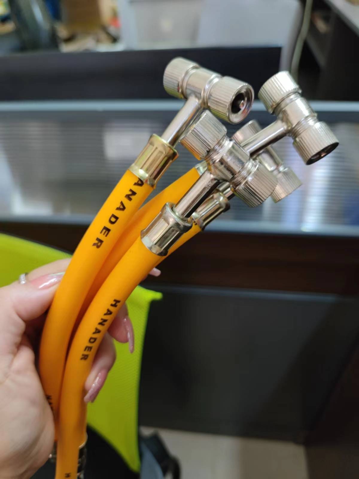 TYPE-T DOUBLE-HEAD GAS PUMP FOR MOTORBIKE ELECTRIC BIKE BICYCLE INFLATING TIRE REPAIR