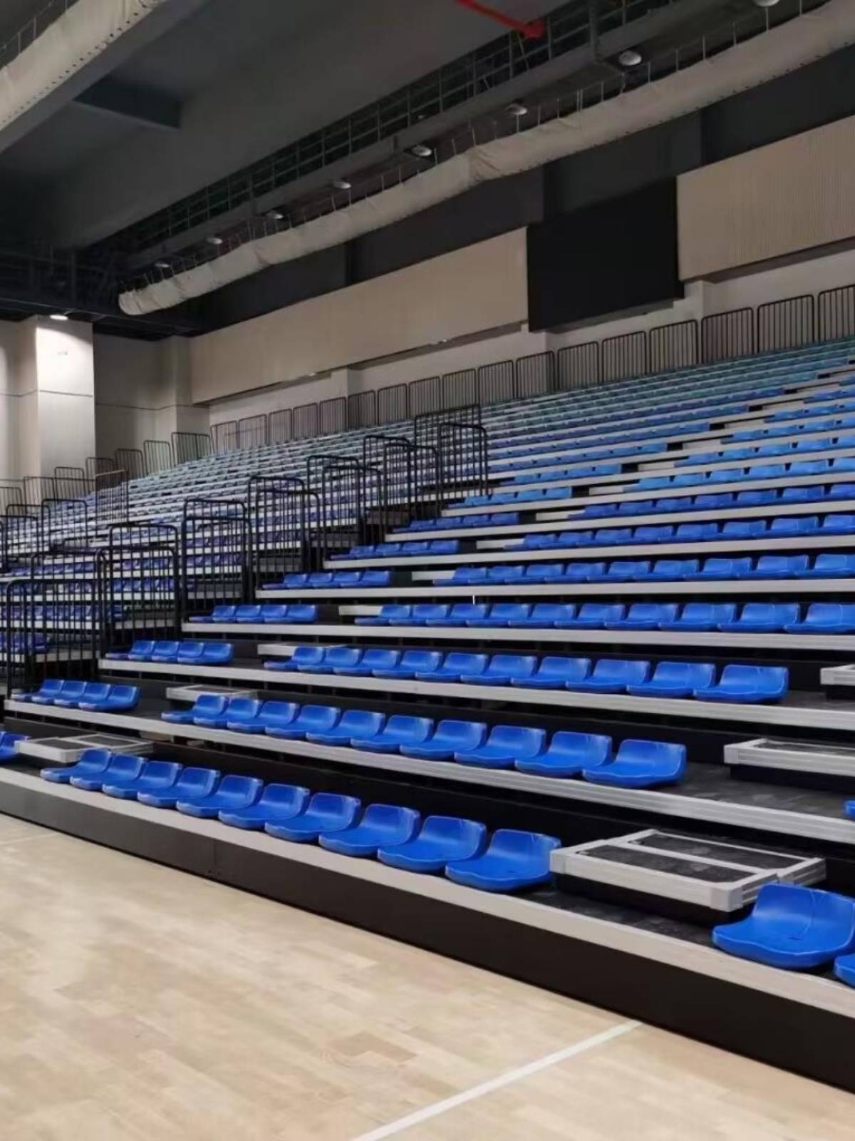 Audience stadium seating seats, waiting chairs, plastic seats at sports stadiums, stretching seats