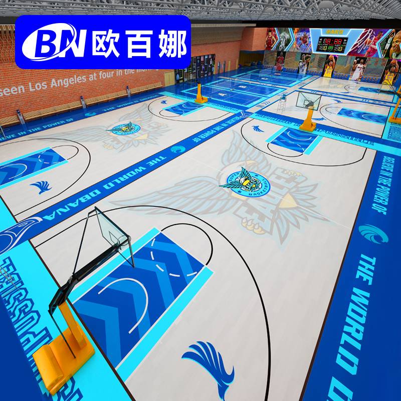 Oubana Basketball Place Adhesive Plastic Plastic Sports Floor Customized Children's Basketball Place Gas Cushion