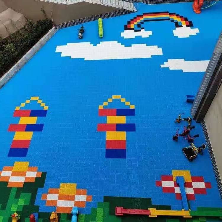 Outdoor courtyard ground cushion kindergarten gym basketball court assembly suspended floor buckle plastic sports venue
