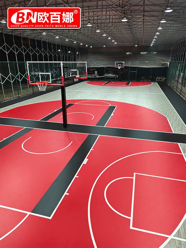 Oubana Basketball Field Plastic Room Plastic Plastic Floor Customized Placement Cushion Basketball Sports Wooden Floor