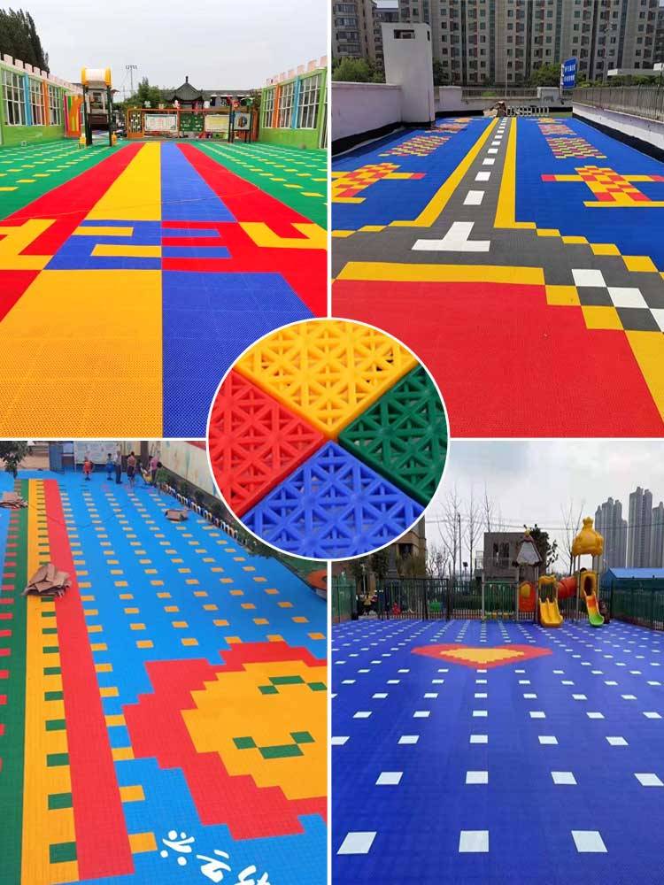 Kindergarten suspended floor mats basketball venue rubber outdoor playground sports field anti -slip assembly kindergarten suspended floor