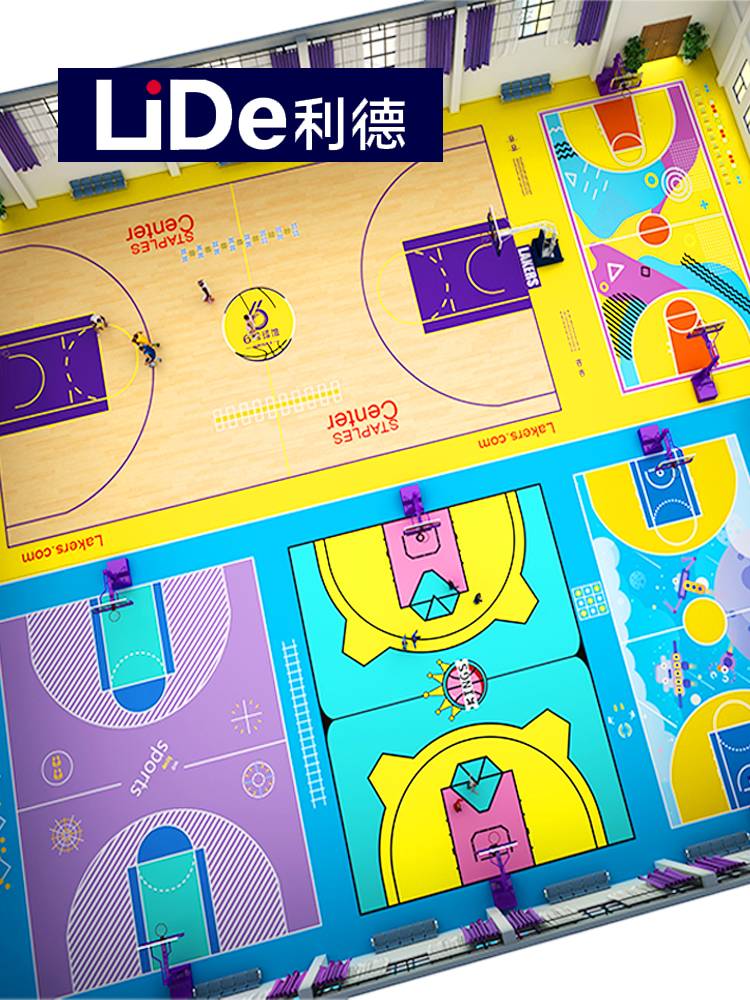 Led Basketball Court Customized Sports Wooden Floor PVC Sports Plastic Plastic Basketball Hall Badminton Still Gel Cushion