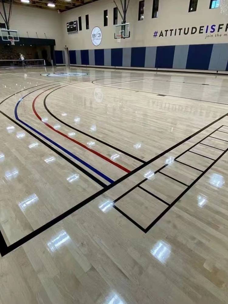 Indoor gymnasium special wooden floor basketball court solid wood sports floor gym gym badminton stadium sound insulation and wear -resistant