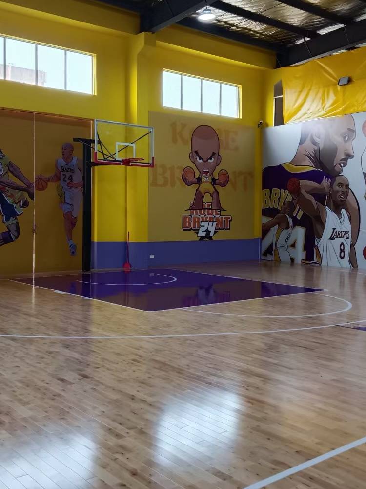 Indoor gymnasium special wooden floor basketball court solid wood sports floor gym gym badminton stadium sound insulation and wear -resistant