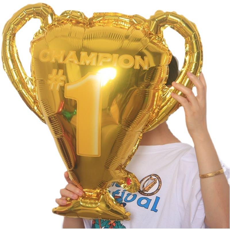 A golden trophy balloon