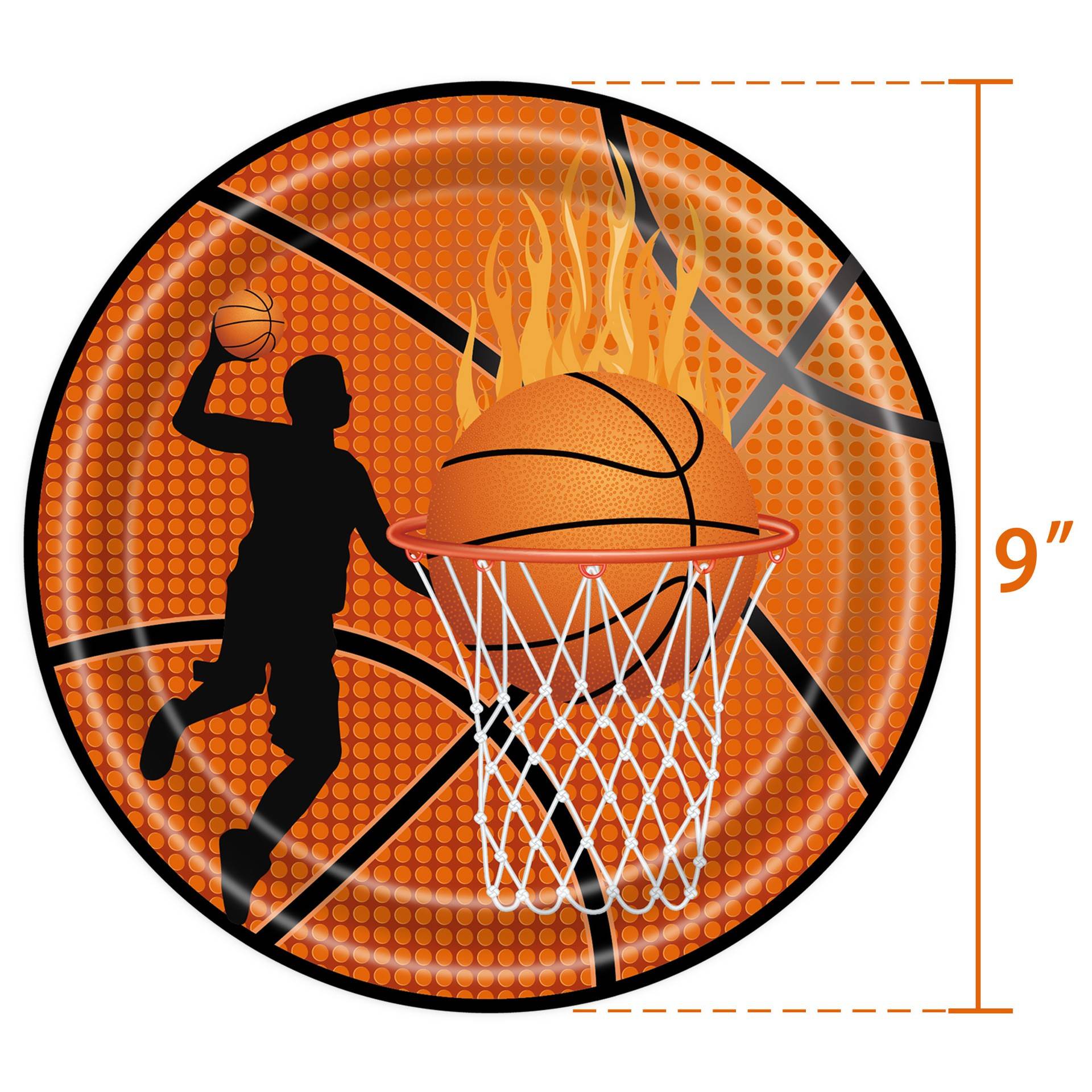 9 inches of basketball, 24 plates