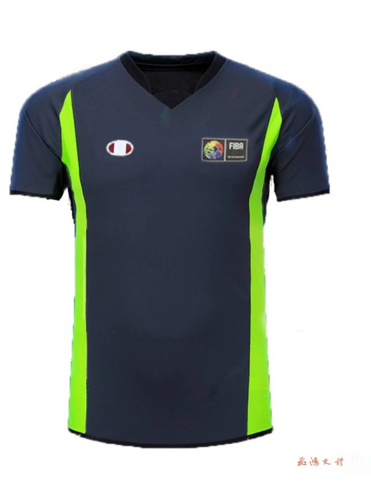 Basketball referee takes gray deep+green men and women slim -printed