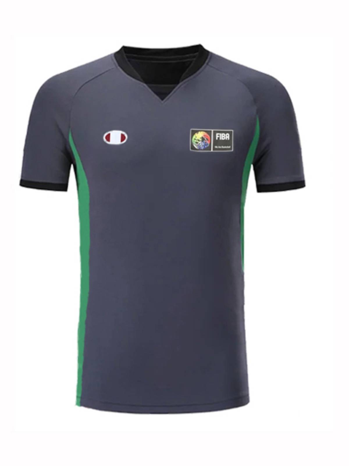 Basketball referee takes gray deep+green men and women slim -printed