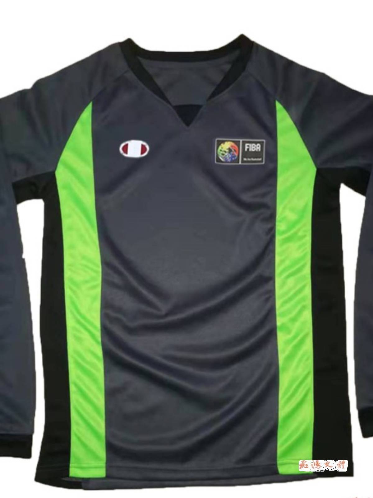 Basketball referee takes gray deep+green men and women slim -printed