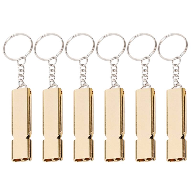 【6 Pack-Golden】 Double Pole Port whistle