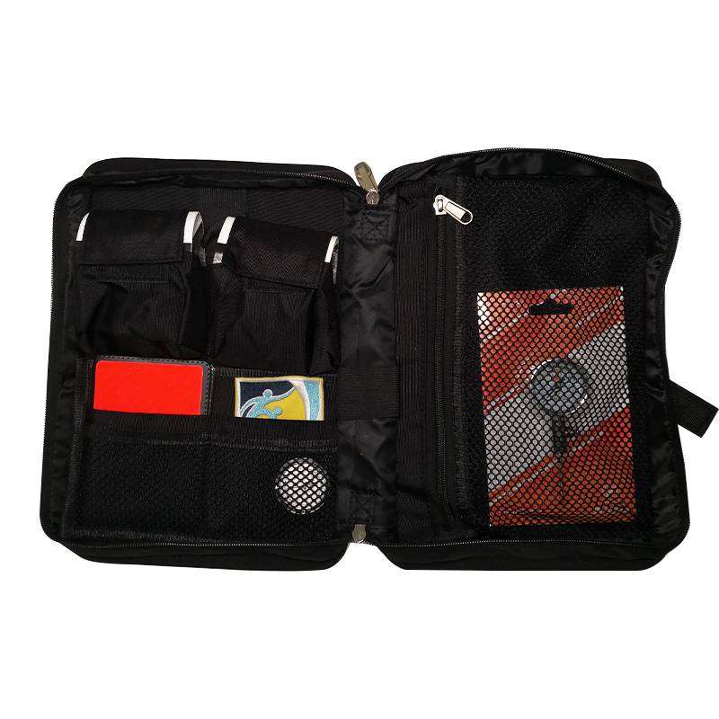 The football referee kit, a training kit on the perimeter, a red-and-yellow air pressure whistle coach