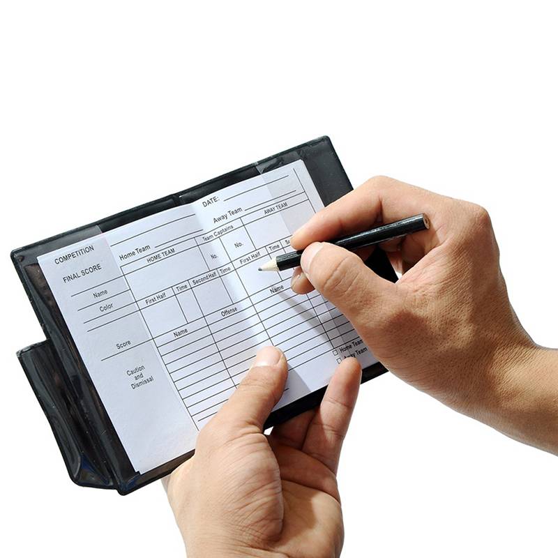 Soccer red yellow card, record book of the red yellow gamer with leather and pens