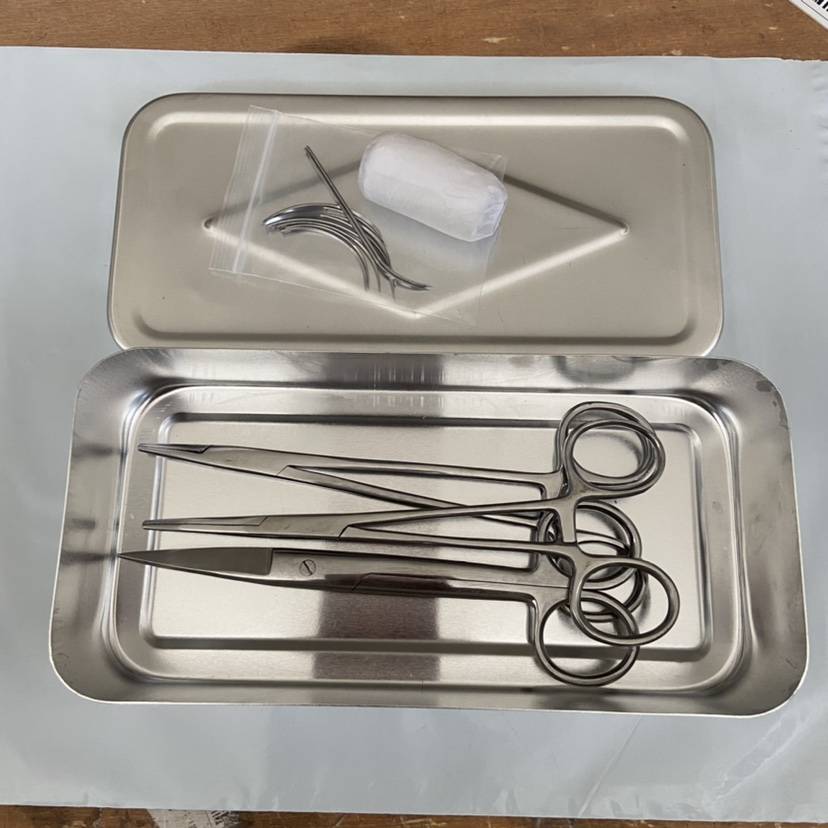 6 -piece set (needle+line+surgical scissors+needle pliers+hematopoietic pliers+aluminum box)