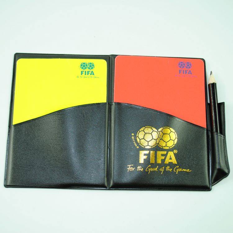 Red and yellow brand big football red yellow card red card yellow card football referee fluorescence red yellow card with pen recording this set