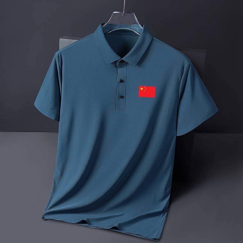 National Team men's and women's national service ice silk short -sleeved T -shirt coaches in summer referees lapel sports casual POLO shirt