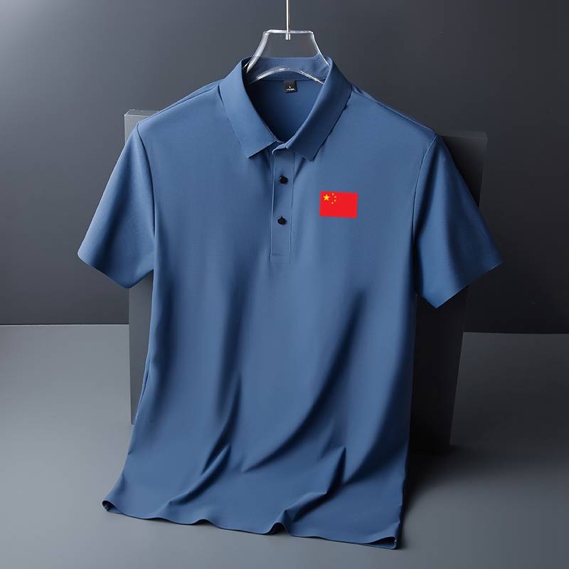 National Team men's and women's national service ice silk short -sleeved T -shirt coaches in summer referees lapel sports casual POLO shirt