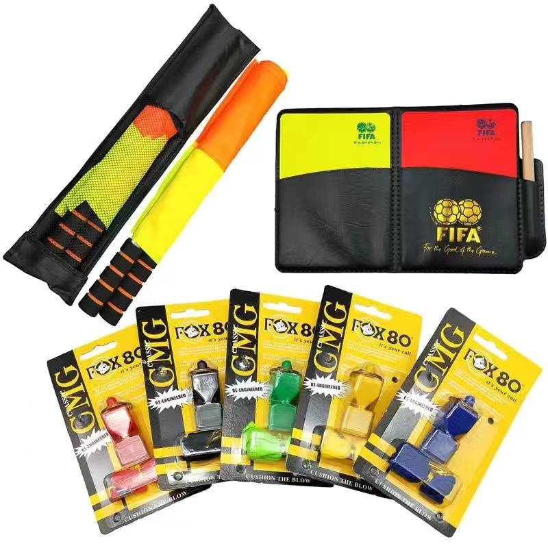 Speak+red and yellow card+flag