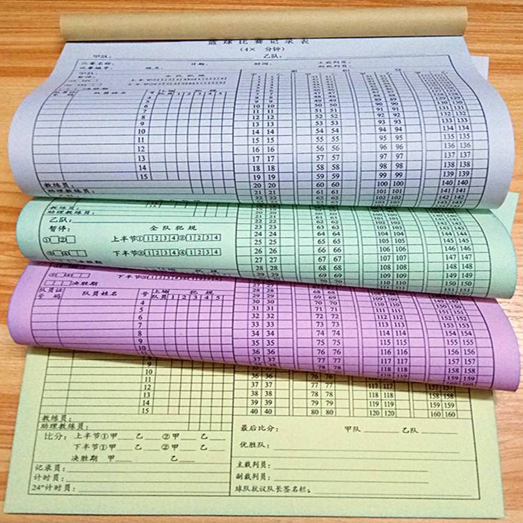 Basketball Contest Record Table 2023 The latest version of the referee desk divided into thick paper four coupons 25 parts*4 union