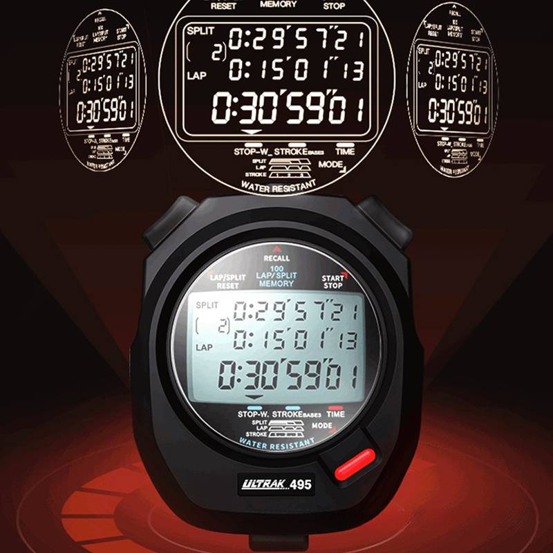 ULTRAK Olympic DT495 100 runway three rows of multi -function stopwatch coach referee sports second watches