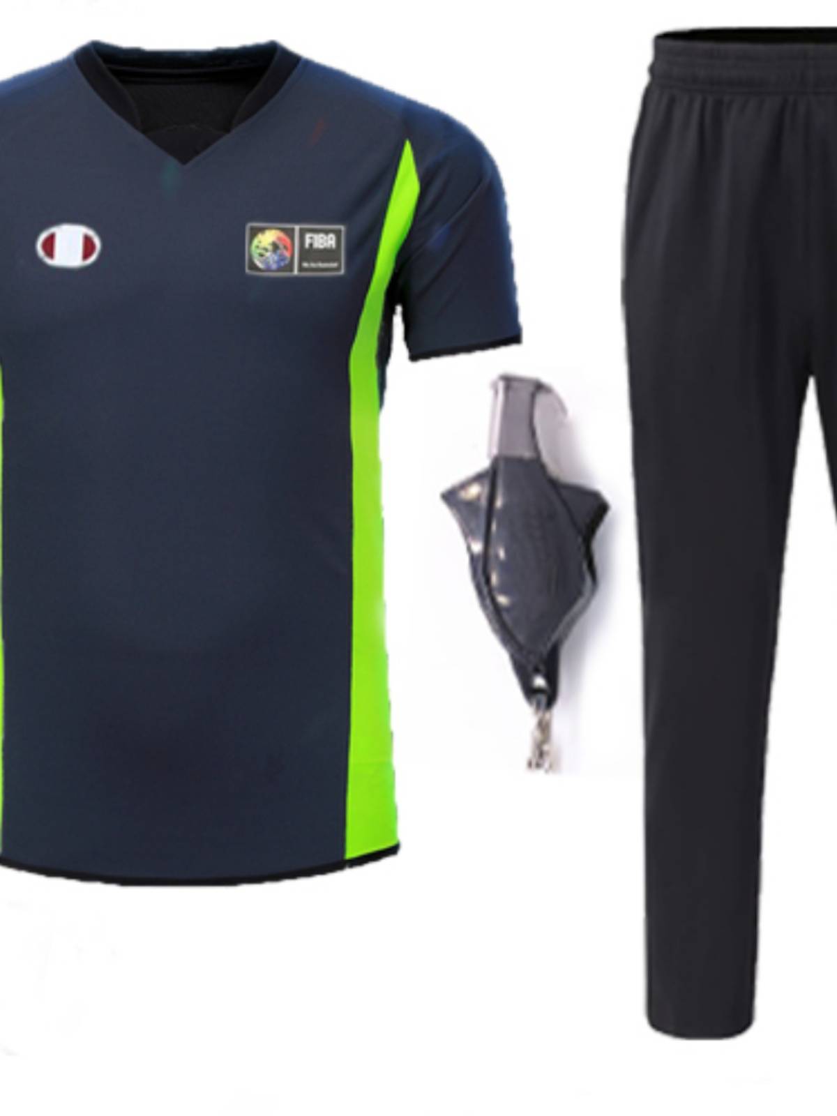 Basketball referee clothing suit slim top+loose pants junior version send out whistle can customize