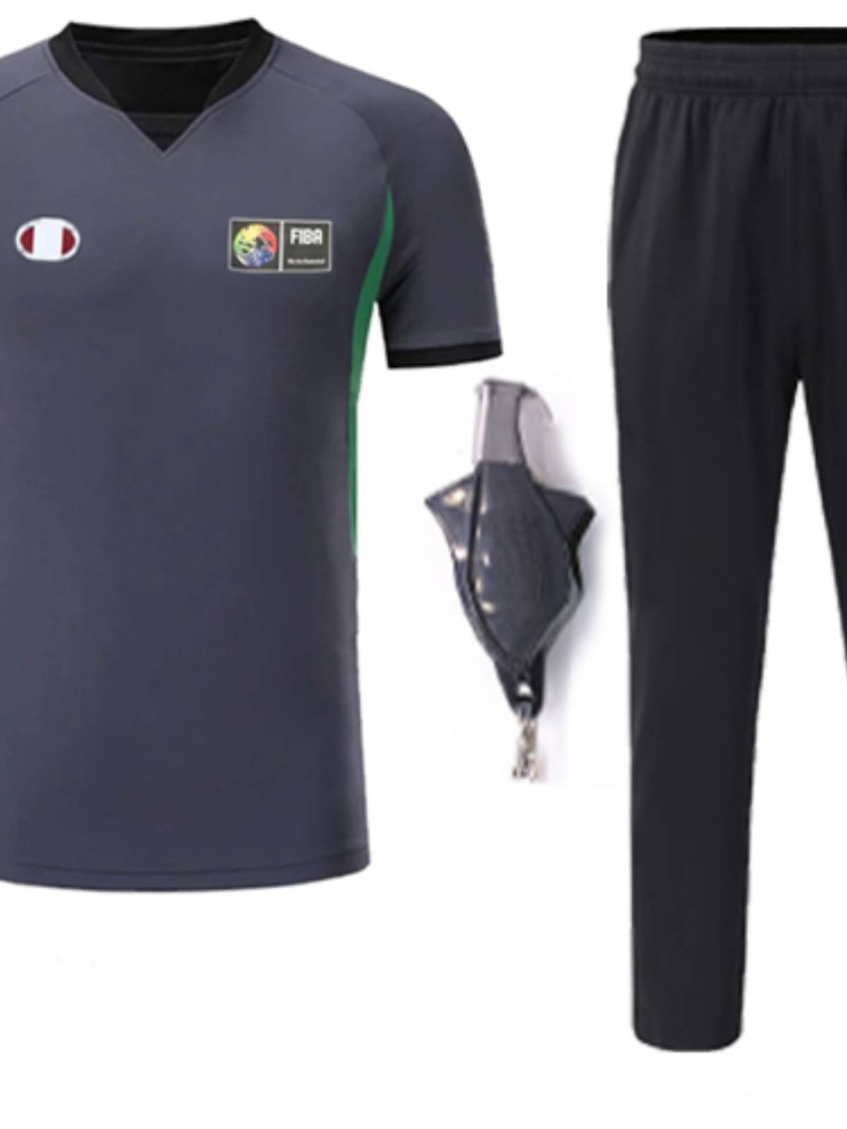 Basketball referee clothing suit slim top+loose pants junior version send out whistle can customize