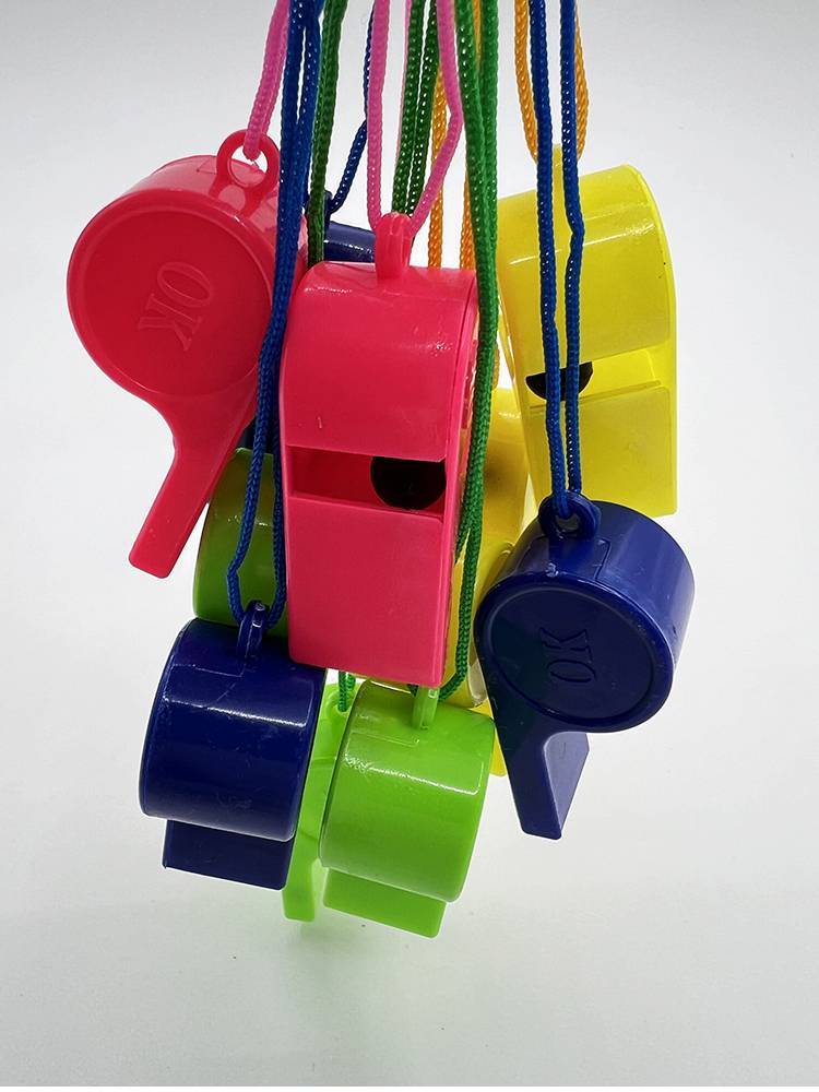 Children's whistle color plastic referee whistle kindergarten activity atmosphere props with latch rope exercise refueling whistle