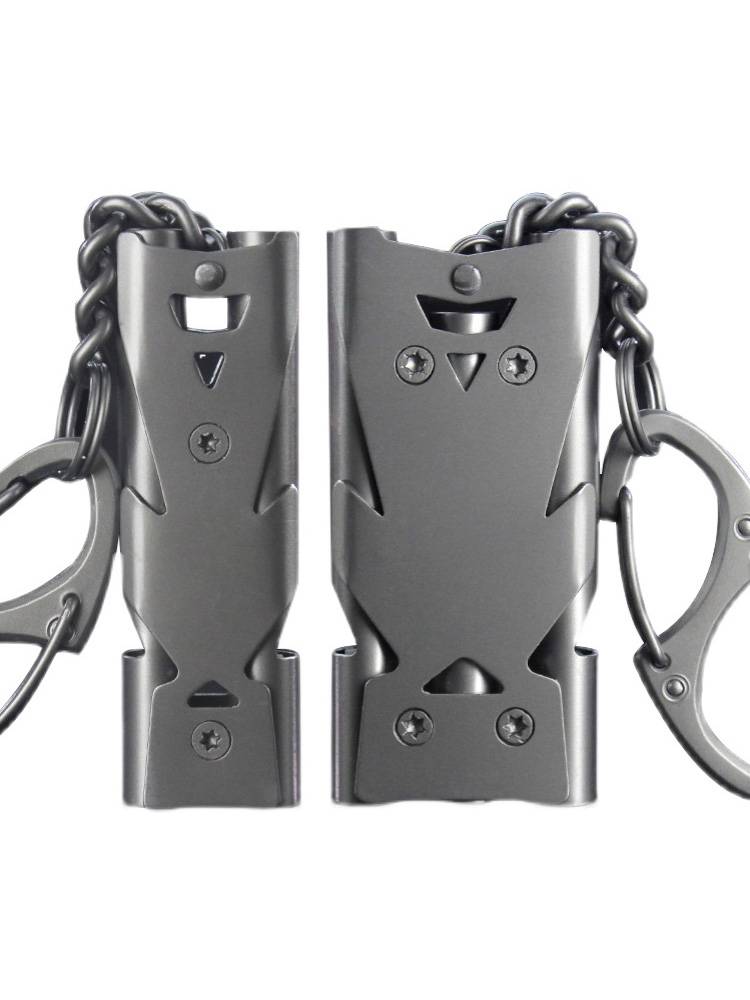 Outdoor Seeking Stainless Steel Lifeline Port High -frequency whistle High -frequency whistle survival dual -hole explosive whistle referee whistle emergency equipment