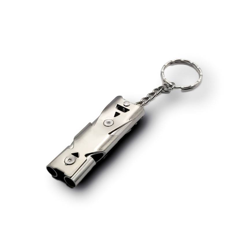 Double-tube-stainless steel-silver-whistle