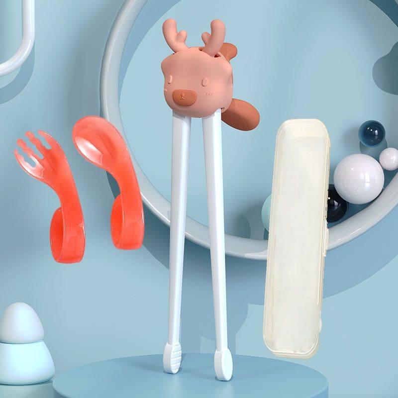 Upgrade tiger mouth chopsticks-cherry blossom powder+training fork spoon+storage box