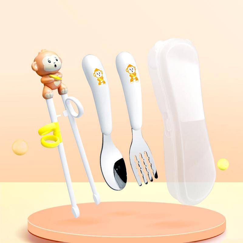 Monkey baby learn chopsticks+spoon fork box set