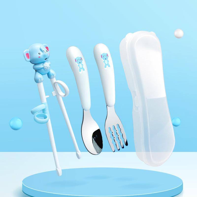Like baby learning chopsticks+spoon fork box suits