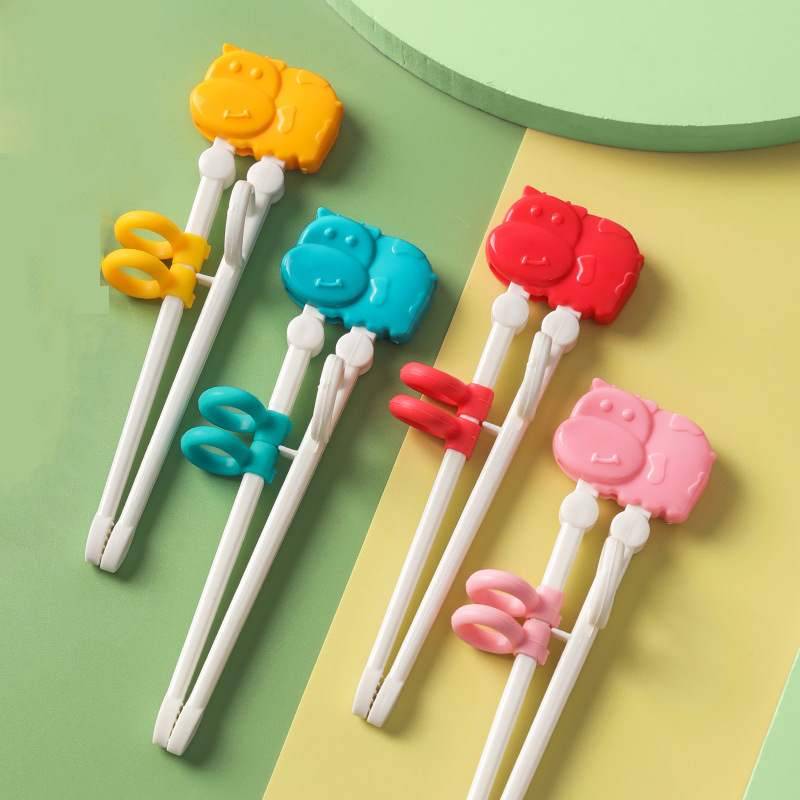 Cartoon baby chopsticks tableware Children chopsticks training chopsticks baby silicone finger set learning correction auxiliary chopstick set