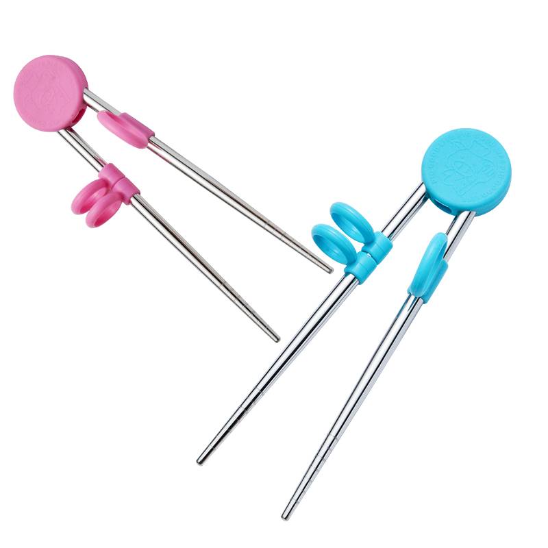 304 Stainless Steel Children Practice Chopsticks Baby Training Practice Division Children's Silicone Learning Auxiliary Food Eater