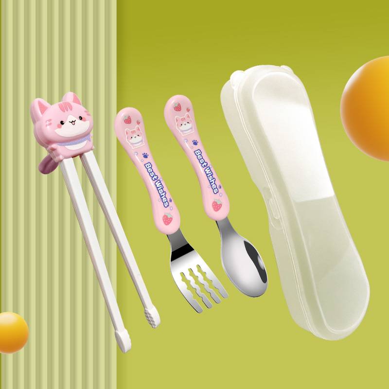 Learn chopsticks Children chopsticks automatically rebound cartoon tableware Tiger mouth chopsticks cute animals, tiger cats and dogs to eat